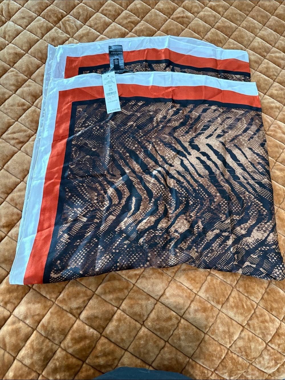 White House Black Market Black, Brown & Red Animal-Print Button Down Shirt